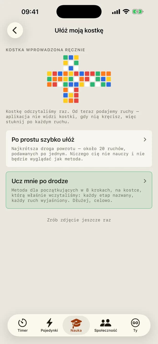 Skan kostki aparatem w aplikacji CubersDen